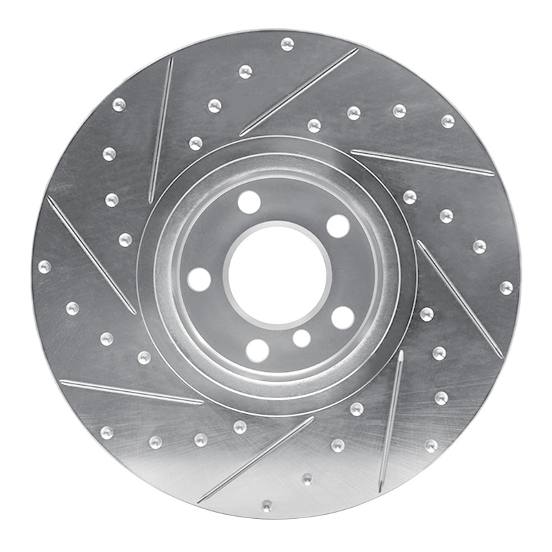 BMW X4 Brake Rotor (1) - Left Front - R1 Concepts - Drilled & Slotted - Silver - `16-`18